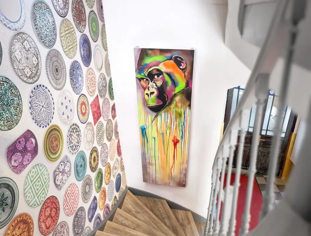 Hallway with art at Hotel wohnbar